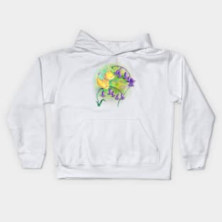 Dragon smelling bluebells Kids Hoodie